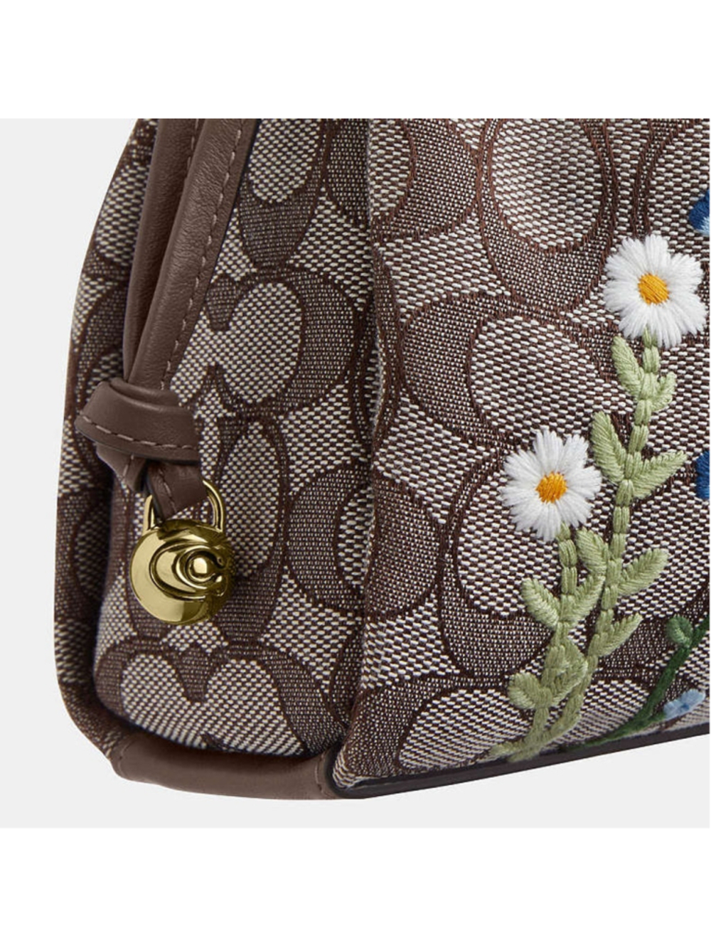 NEW Coach Faye Shoulder Bag In Signature Jacquard With Floral Embroidery NWT - Picture 11 of 16
